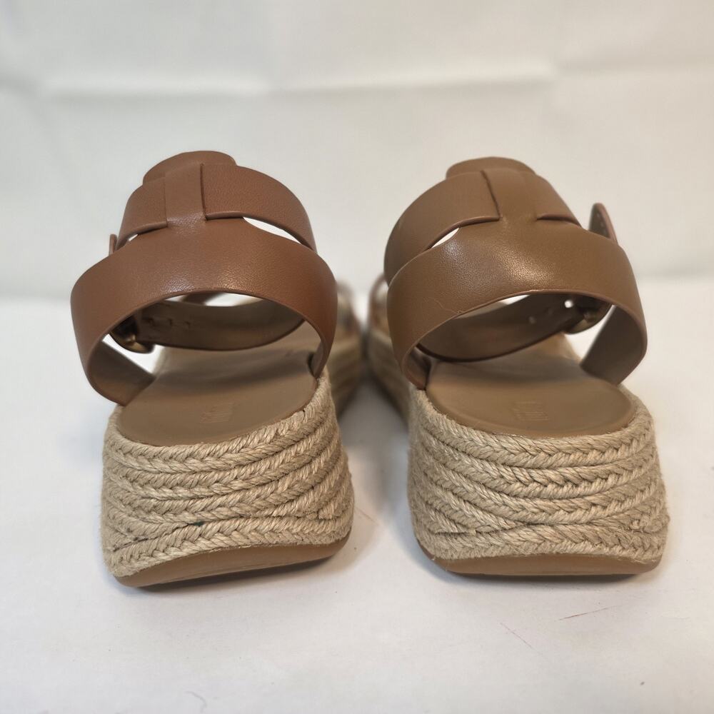 FitFlop F-Mode Womens Espadrille Sandals Sz 9 Deep Tan Leather Ankle Strap - Picture 5 of 16